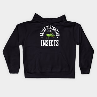 Easily Distracted by Insects, White Text Kids Hoodie